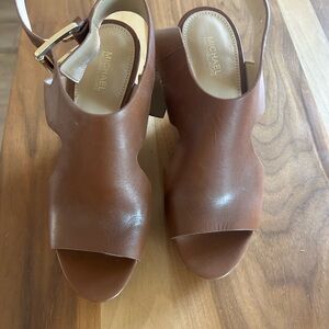 Michael Kors Brown Chunky Heel Sandals